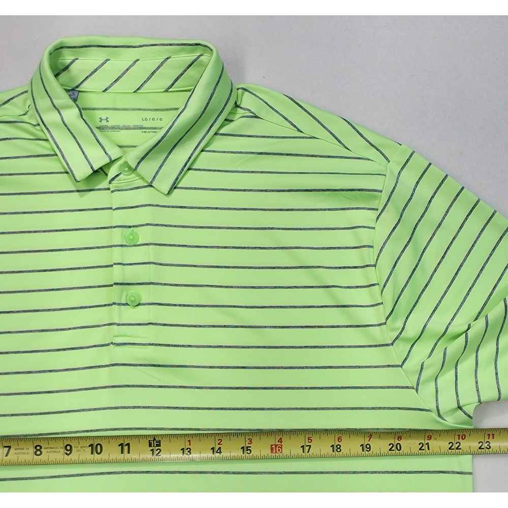 Under Armour Men Polo‎ Shirt L Neon Gray Golf Short Loose Fit Limited Use - Picture 4 of 7